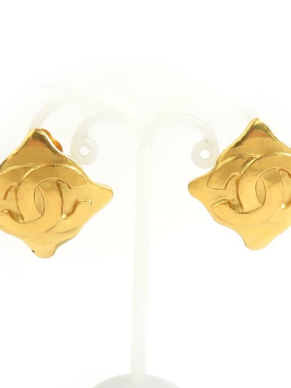 CHANEL Vintage CC Logo Clip on Earrings Gold Metal